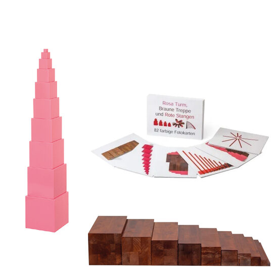 Komplekts: Rozā tornis un brūnas kāpnes