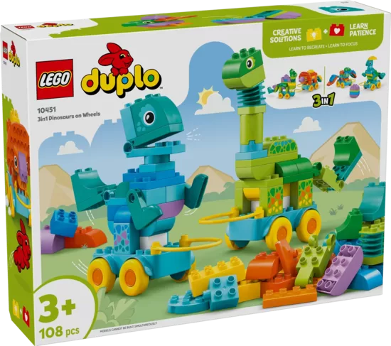 LEGO DUPLO 3 in 1 : Dinozauri uz riteņiem