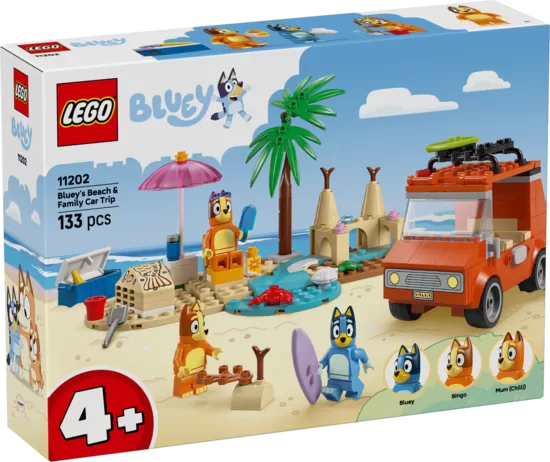 LEGO 4PLUS Bluey Ģimenes pludmales un automašīnas ceļojums