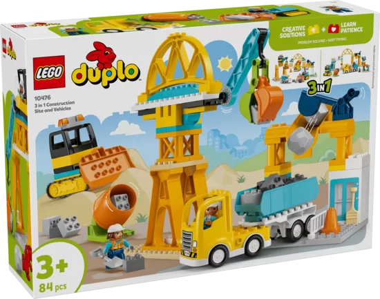 LEGO DUPLO 3 in 1 Būvlaukums un transportlīdzekļi