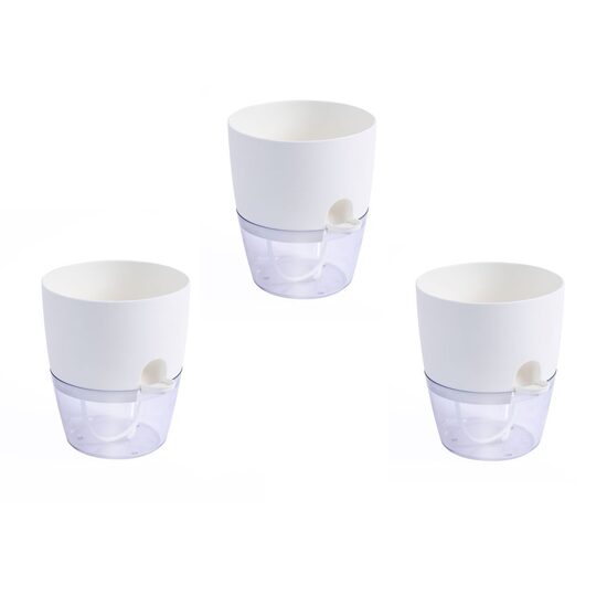 3 puķupodu komplekts ar laistīšanas sistēmu