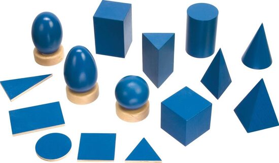 Montesori materiāls. Cietvielu ģeometriskās figūras