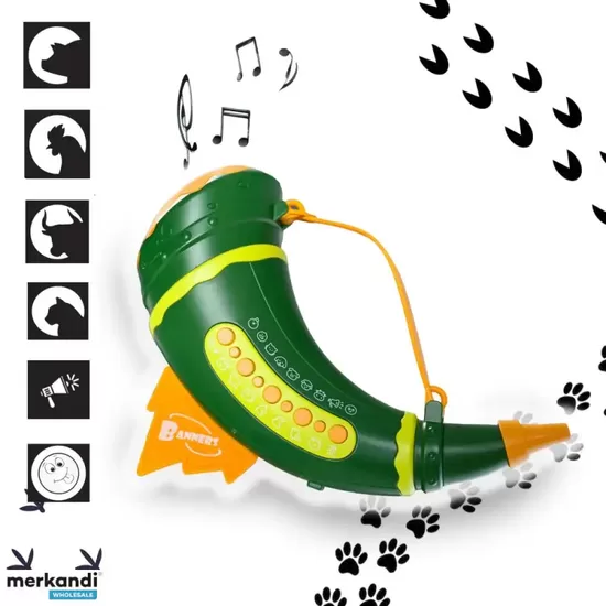 Medību rags ar dzīvnieku skaņām un balss modulāciju